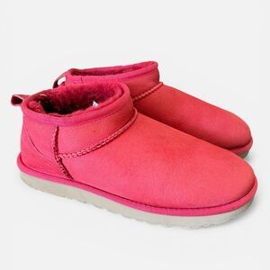 UGG Classic Ultra Mini Ribbon Red Suede Boots Size US7